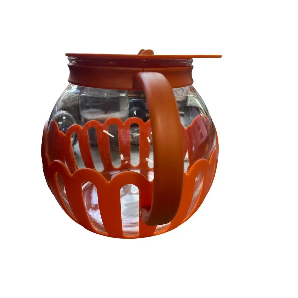 Microwave Popcorn Maker Bowl With Orange‎ Silicone Lid And Handle
